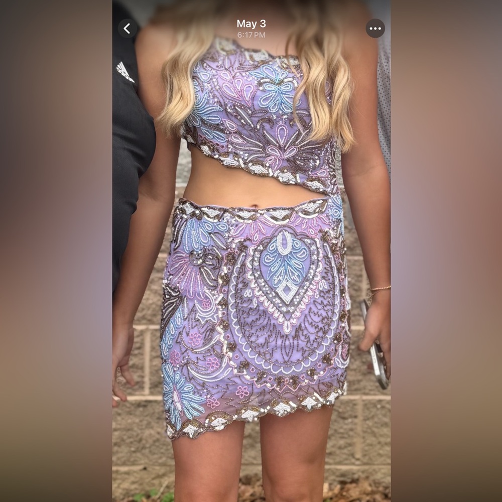 Rachel Allan Purple and Blue Prom Dress